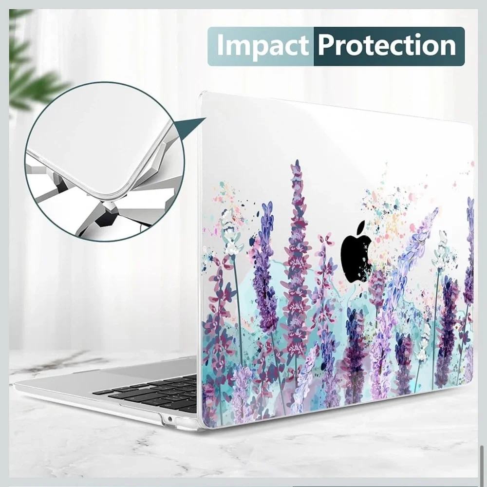 Floral MacBook Case with Purple Keyboard Cover